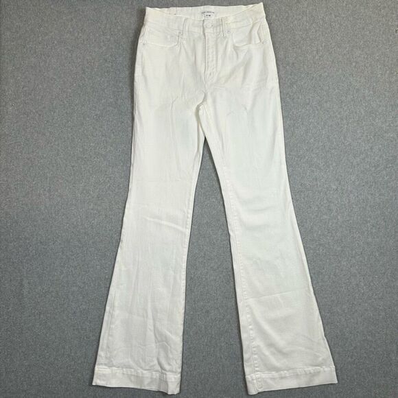 Good American Womens 6/28 Good Leg Flare Flat Tummy Tech Denim Jeans White NWT - Picture 1 of 11